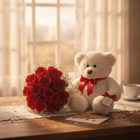 Artificial flowers  with bear size 30 cm - 3 인조 꽃 30cm 곰 | 태국 꽃 배달당신의 공간을 30 cm 인형 곰 인공 꽃으로 밝히세요! 선물이나 홈 데코에 완벽하며, 이 생생한 꽃들은 지속적