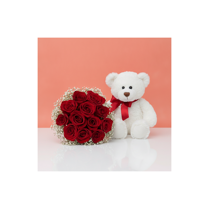 Artificial flowers  with bear size 30 cm - 4 인조 꽃 30cm 곰 | 태국 꽃 배달당신의 공간을 30 cm 인형 곰 인공 꽃으로 밝히세요! 선물이나 홈 데코에 완벽하며, 이 생생한 꽃들은 지속적