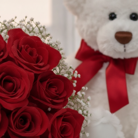 Artificial flowers  with bear size 30 cm - 5 인조 꽃 30cm 곰 | 태국 꽃 배달당신의 공간을 30 cm 인형 곰 인공 꽃으로 밝히세요! 선물이나 홈 데코에 완벽하며, 이 생생한 꽃들은 지속적