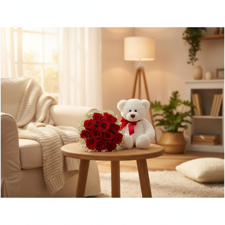 Artificial flowers  with bear size 30 cm - 7 인조 꽃 30cm 곰 | 태국 꽃 배달당신의 공간을 30 cm 인형 곰 인공 꽃으로 밝히세요! 선물이나 홈 데코에 완벽하며, 이 생생한 꽃들은 지속적