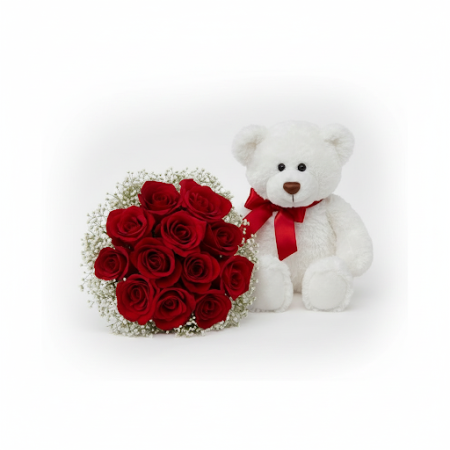 Artificial flowers  with bear size 30 cm - 8 인조 꽃 30cm 곰 | 태국 꽃 배달당신의 공간을 30 cm 인형 곰 인공 꽃으로 밝히세요! 선물이나 홈 데코에 완벽하며, 이 생생한 꽃들은 지속적