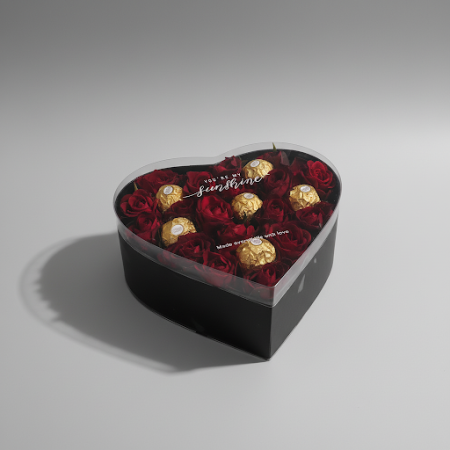 Artificial flowers in box with chocolate - 3Искусственные цветы в коробке с шоколадом | Отправить в ТаиландОтправьте любовь с на