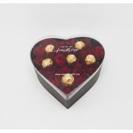 Artificial flowers in box with chocolate - 7Искусственные цветы в коробке с шоколадом | Отправить в ТаиландОтправьте любовь с на