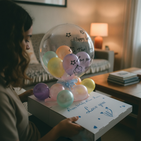 Balloon in box - 4 Balloon in a Box | Surprise Gift Delivery