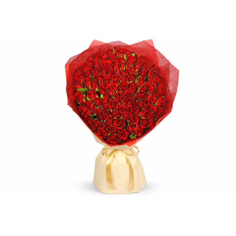 Ramo de Rosas Rojas - 100 Pcs | Flores Frescas
