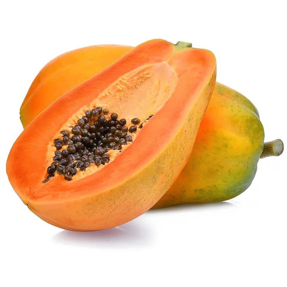 Hel og skivet moden papaya