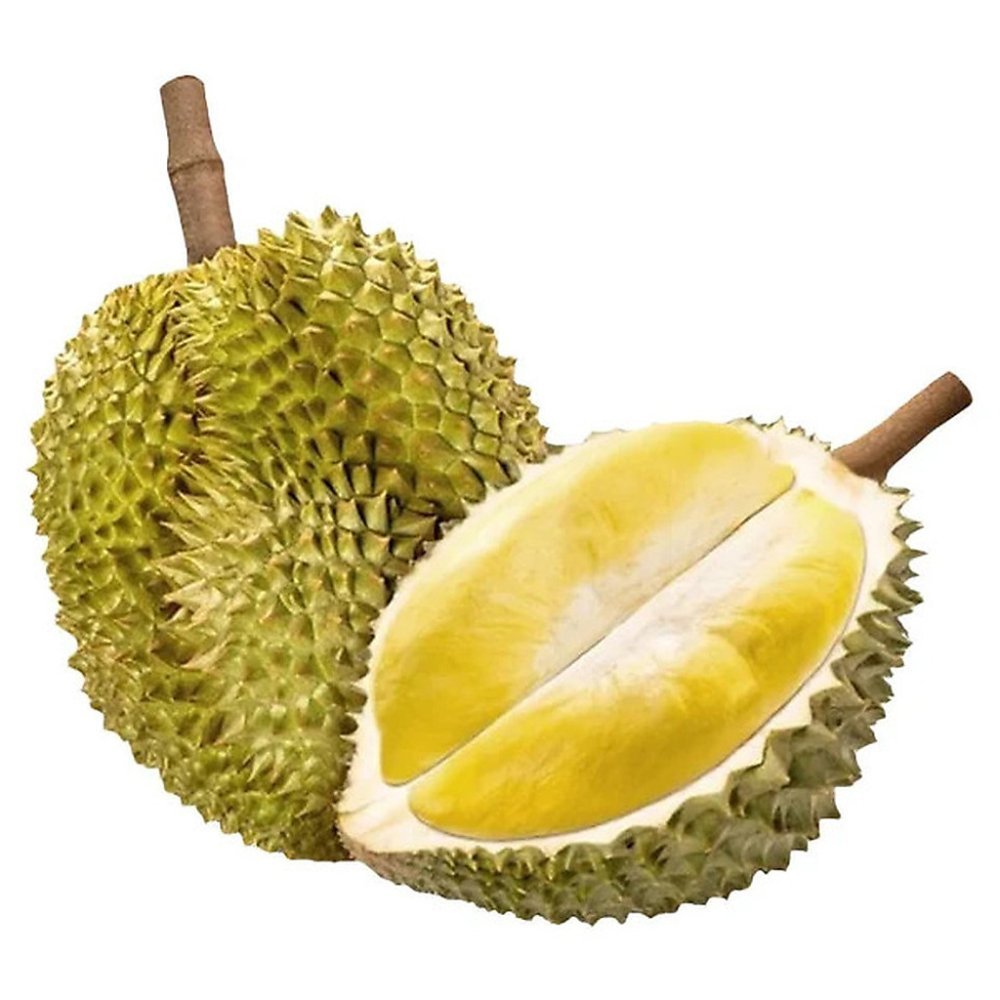 Whole and halved Monthong durian