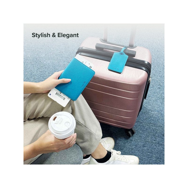 Leather Passport Holder & Luggage Tag Set – Personalized with Your Name - 1 Leather Passport Holder & Luggage Tag Set – Personal
