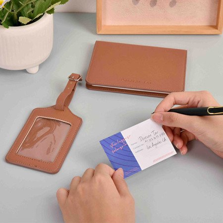 Leather Passport Holder & Luggage Tag Set – Personalized with Your Name - 4 Leather Passport Holder & Luggage Tag Set – Personal