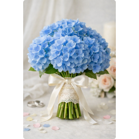 blue hydrangeas big temps - 1 Blue Hydrangeas: 9-Stem Vase | Home Decor