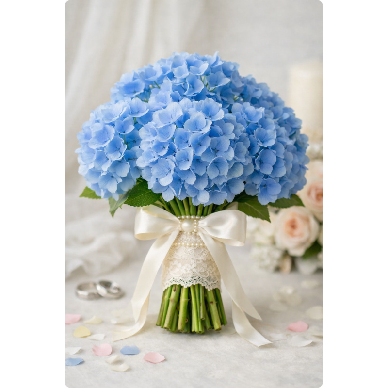blue hydrangeas big temps - 1 Blue Hydrangeas: 9-Stem Vase | Home Decor