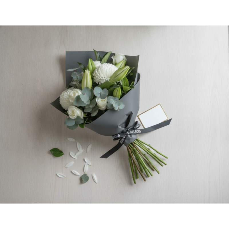 classic white chrysanthemum bouquet - 1 