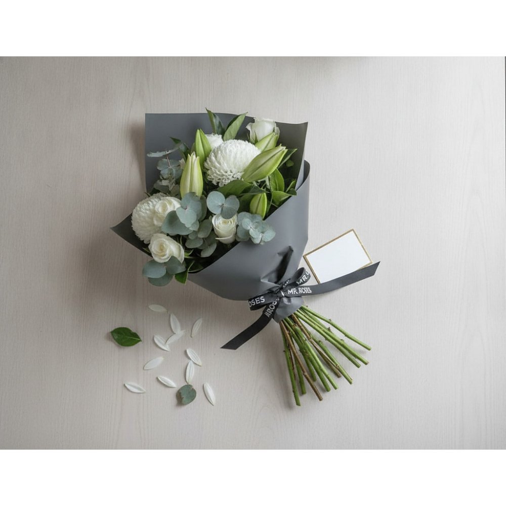 White chrysanthemum bouquet floral arrangement