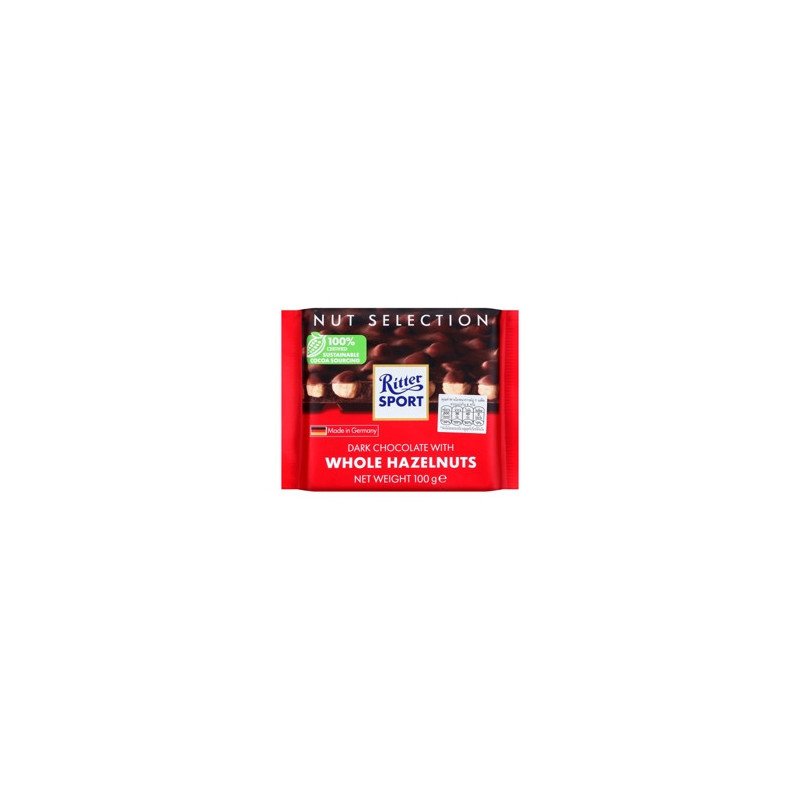 RITTER SPORT Dark Chocolate with Whole Hazelnuts 100 g. - 1 