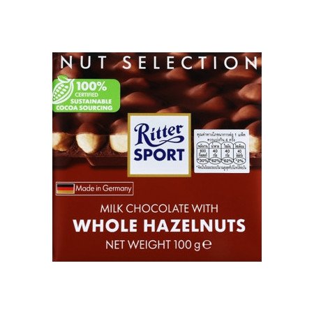 RITTER SPORT Chocolate with Whole Hazelnuts 100 g. - 1 