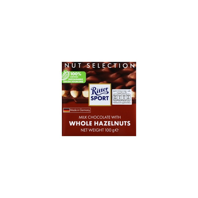 RITTER SPORT Chocolate with Whole Hazelnuts 100 g. - 1 