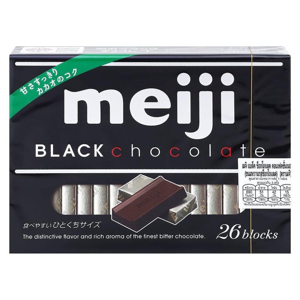 Meiji Dark Chocolate Bar - Black Chocolate Confectionery 120g packaging box