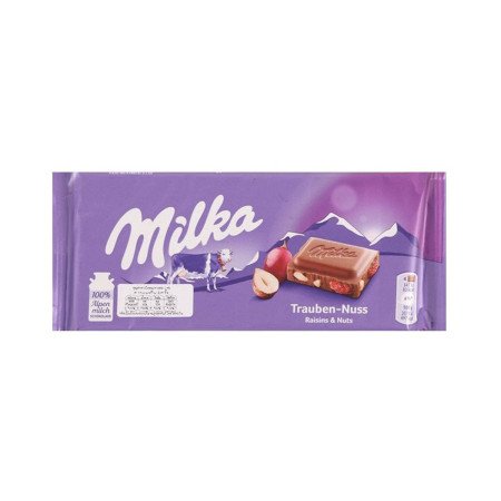 MILKA Milk Chocolate Bar with Raisins and Hazelnut 100 g. - 1 