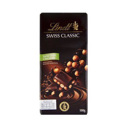 LINDT Chocolate Swiss Dark Chocolate With Gently Roasted Hazelnuts 100 g. - 1 
