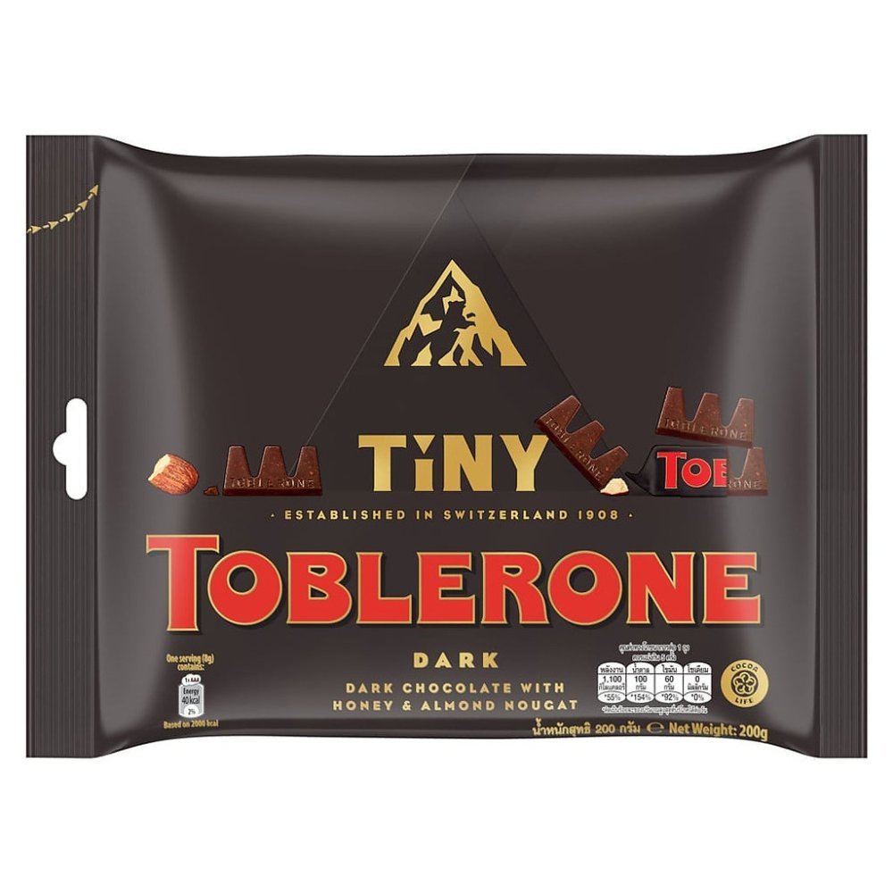 TOBLERONE Tiny Dark Chocolate with Honey & Almond Nougats 200 g.