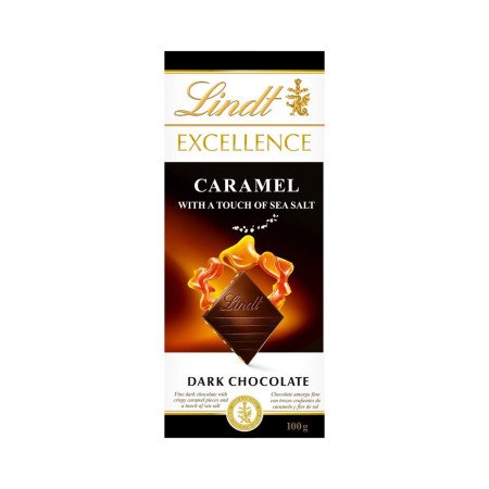 LINDT Excellence Dark Chocolate Caramel with a Touch of Sea Salt 100 g. - 1 