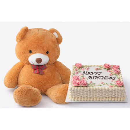 Teddy Bear & Birthday Cake Gift Set – Sweet Birthday Surprise | GiftPattaya Teddy Bear & Birthday Cake Gift Set – Sweet Birthday