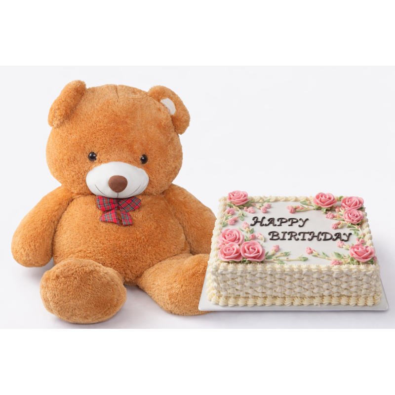Teddy Bear & Birthday Cake Gift Set – Sweet Birthday Surprise | GiftPattaya Teddy Bear & Birthday Cake Gift Set – Sweet Birthday