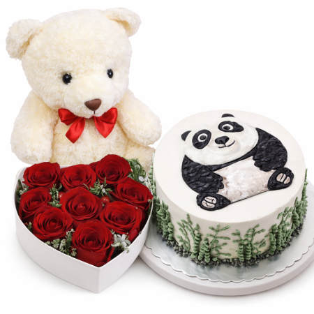  Teddy Bear, Rose Box & Panda Cake Gift Set Birthday - Foto 9