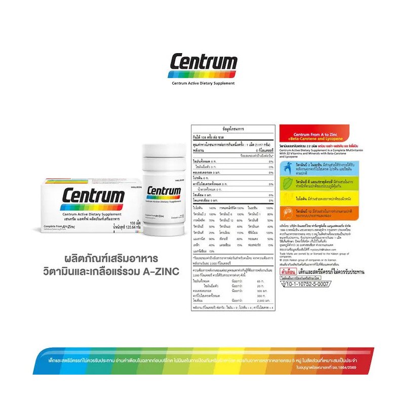 Centrum Vitamin and Mineral 22 types 108 Tablets 