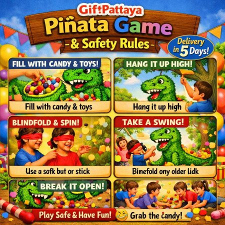 GiftPattaya Dinosaur Piñata – Birthday Party Game Toy, Delivery in 5 Days - 5 