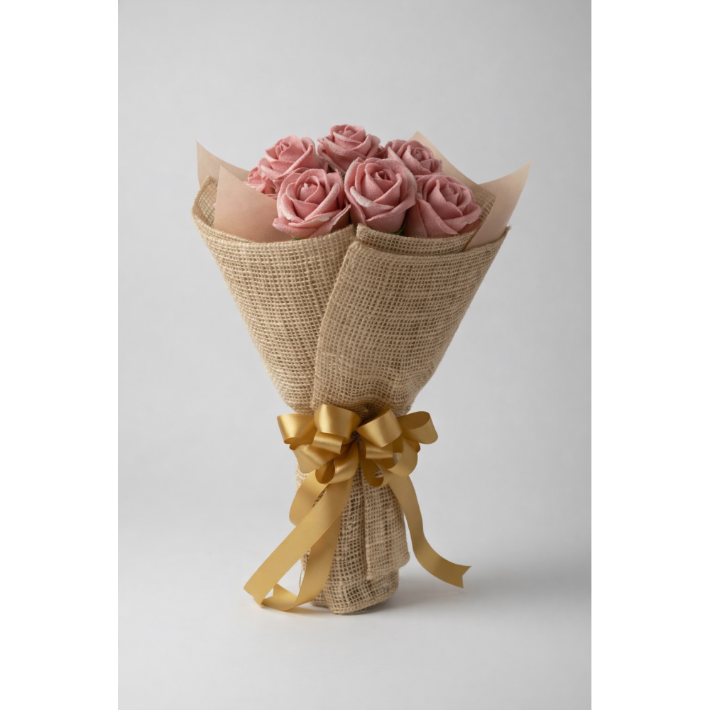 Dusty rose burlap gift bouquet
