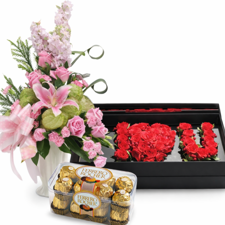 Luksus rose bouquet chokolade gaveæske