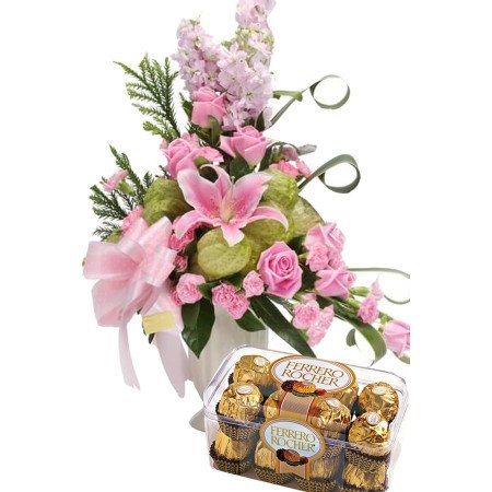  VALENTINE GIFT PINK ROSE  FLOWERS WITH CHOCOLATE Valentine - Foto 1