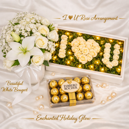  White Lily Elegance Set – Romantic LED Gift Box with Ferrero Rocher T16 Valentine - Foto 3