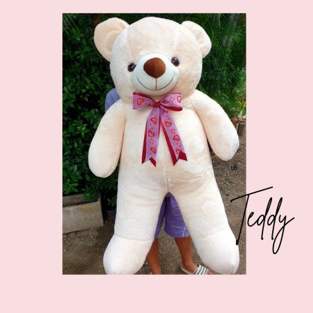 Ours en peluche géant crème ruban