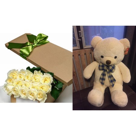 carnation flowers in box with teddy bear - 3 زهور القرنفل في صندوق مع دمية دب | وردة في صندوقفاجئ أحبائك بزهور القرنفل الرائعة ف