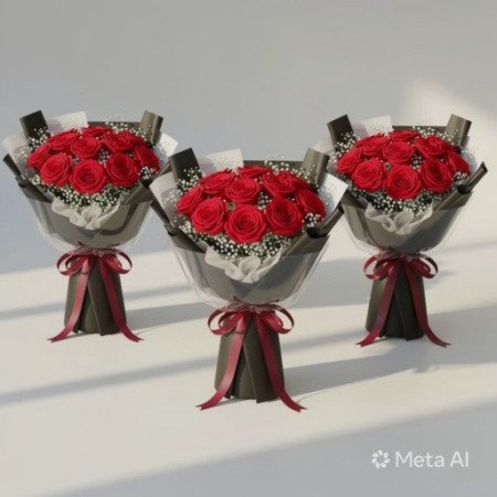 باقة ورد أحمر تغليف أسود