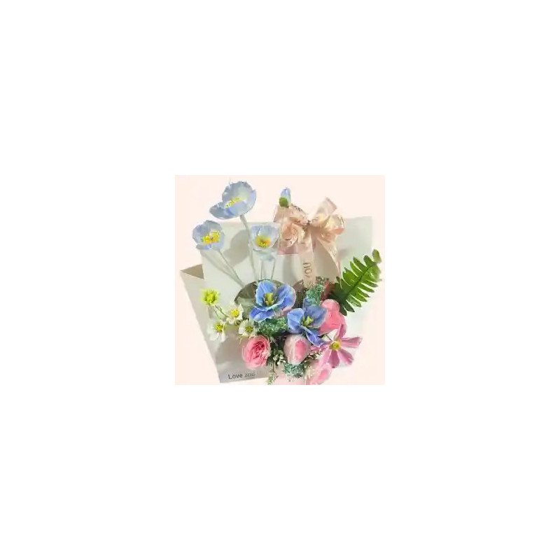  Artificial Flowers in Paper Basket Home - Foto 1