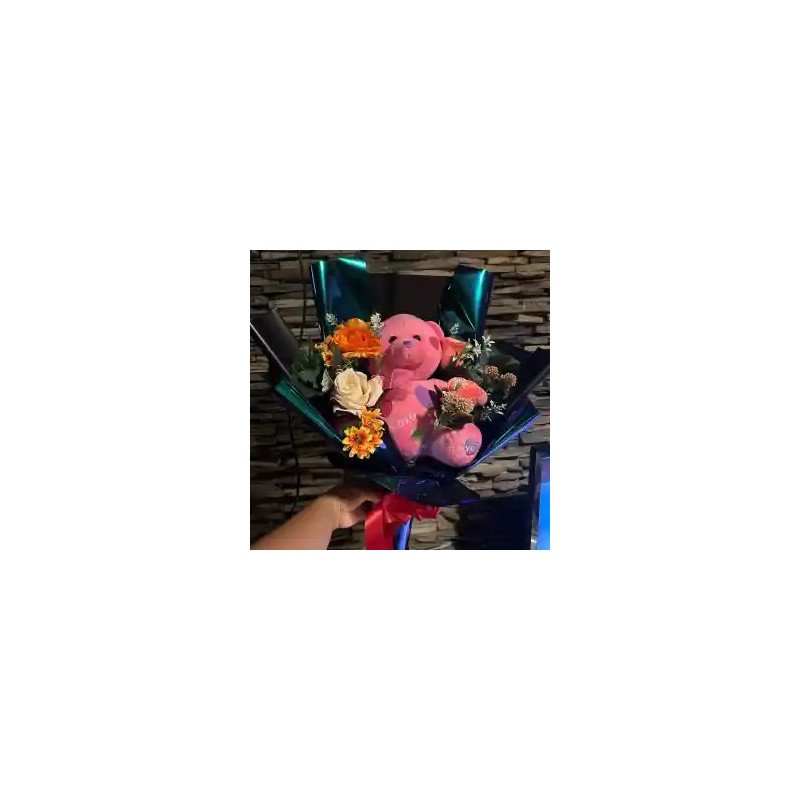  Teddy Bear 25 cm with Artificial Flowers Bouquet Last Chance Deals - Foto 1