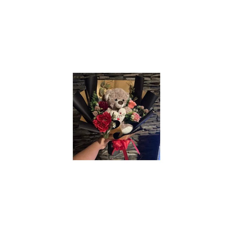  Artificial Flowers with teddy bear Last Chance Deals - Foto 1