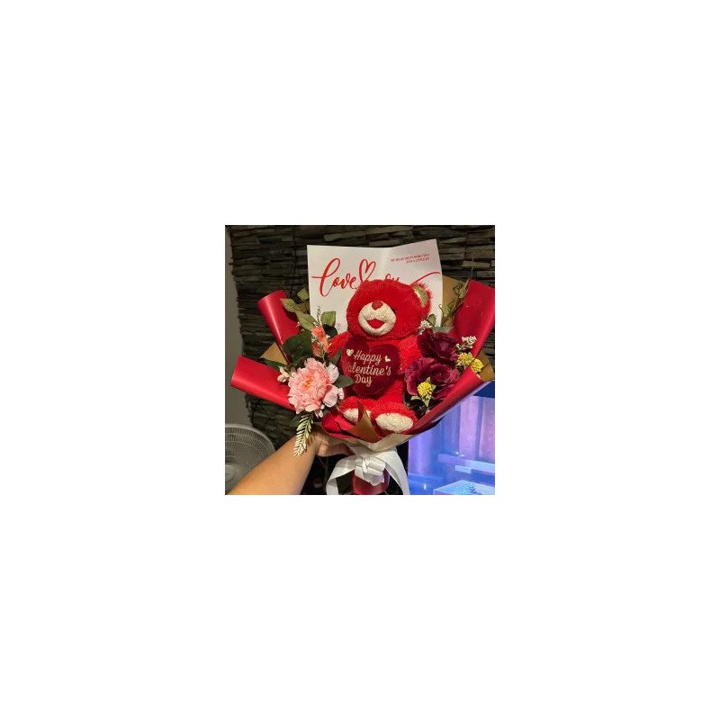  red teddy with heart rtificial Flowers boquette Last Chance Deals - Foto 1