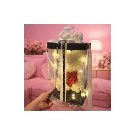 White Rose Bear with Heart - 1 