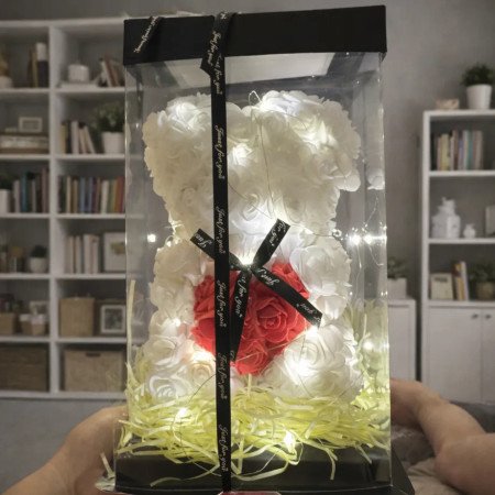 White Rose Bear with Heart - 3 