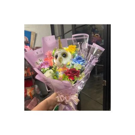 White Owl Unicorn Bouquet Gift - 1 