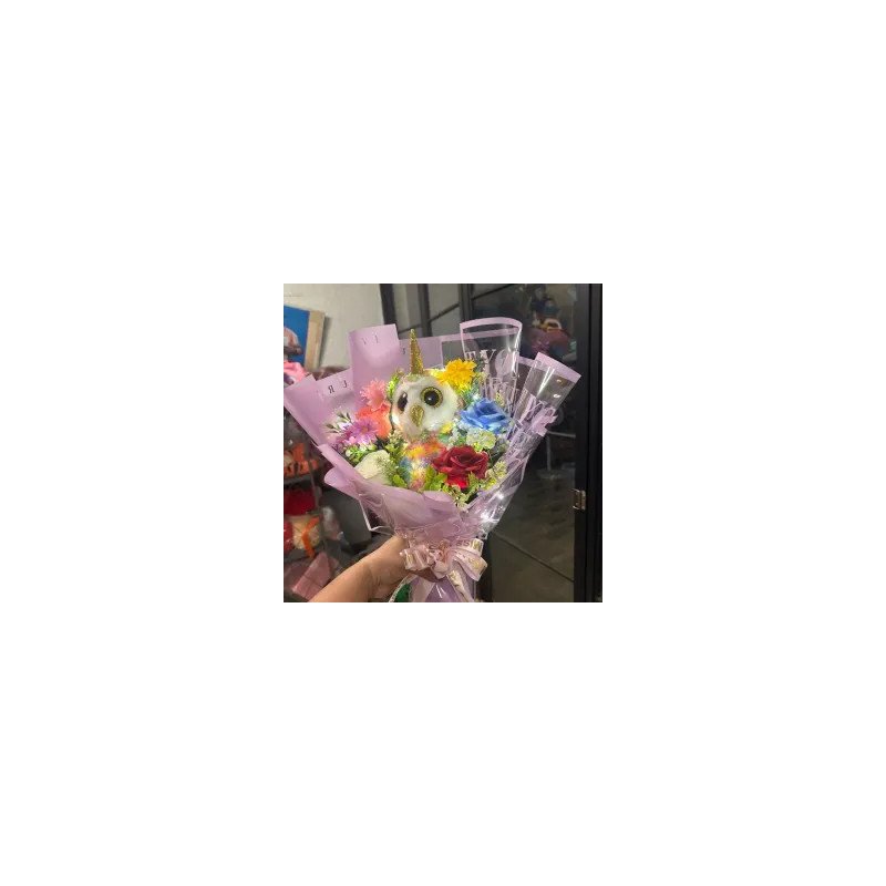 White Owl Unicorn Bouquet Gift - 1 