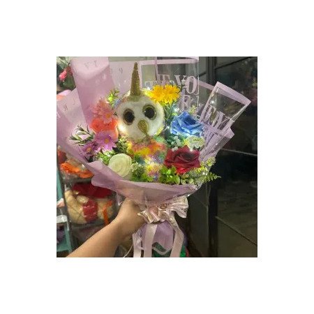 White Owl Unicorn Bouquet Gift - 2 