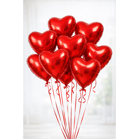  10 Red Heart Balloons 18‑Inch on Ribbon Birthday - Foto 1