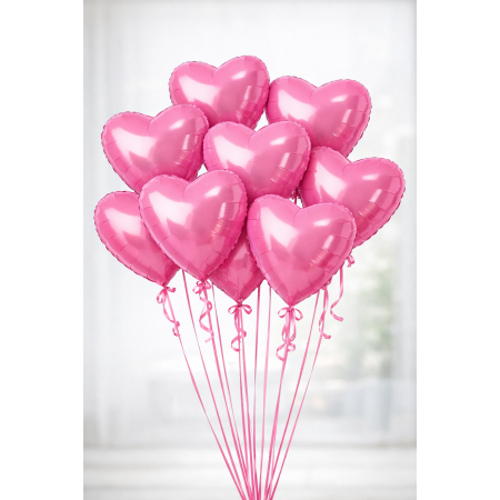  10 Pink Heart Balloons 18‑Inch on Ribbon BALLOONS - Foto 1