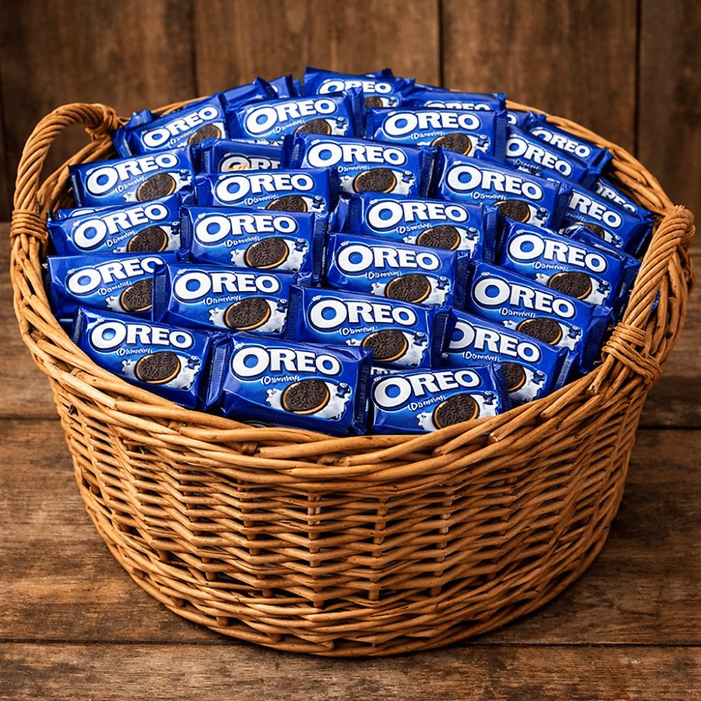 Oreo packs in wicker basket