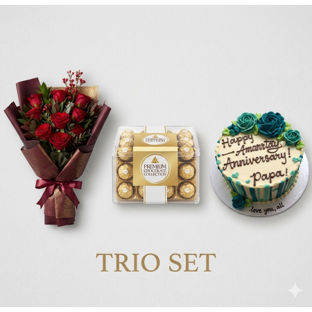 Luxury Happy Birthday Gift Set | Flowers, Cake & Chocolates
